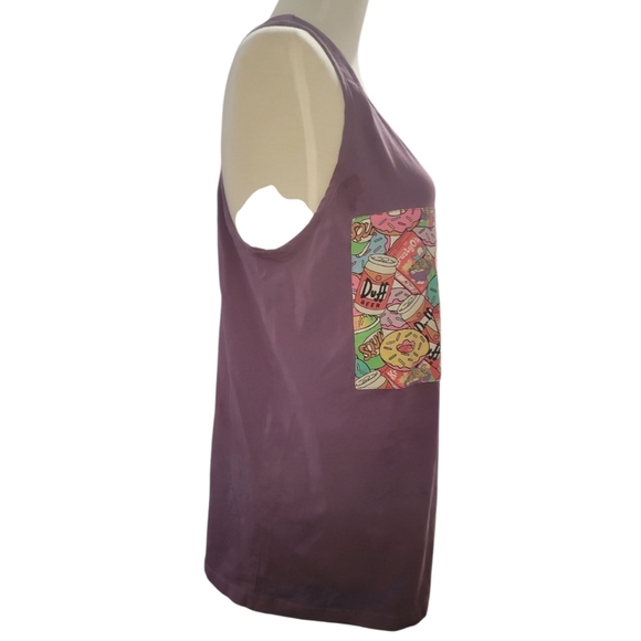 the simpsons duff beer krusty the clown Purple Graphic Tank Top xl doughnuts - Picture 2 of 5